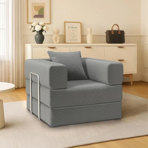 Miniatura 18 de Sofá cama convertible de 59.0 pulgadas, sofá cama futón 4 en 1, sofá cama extraíble, sofá cama sin hueso para sala de estar, sofás de pana sin hueso