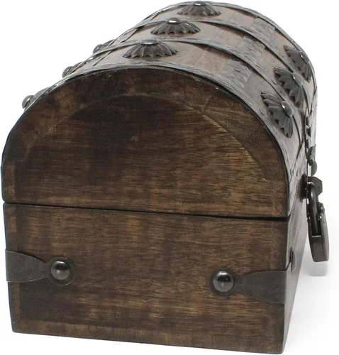Miniatura 7 de Nautical Cove - Cofre del tesoro pirata hecho a mano para niños, premios y aula con cerradura y llaves de esqueleto – Caja de almacenamiento