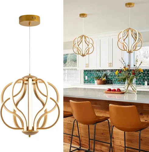 CHYING Candelabro moderno dorado con control remoto, 10 luces, 70W, temperatura de 3 colores regulable, candelabro LED para comedor, luz colgante