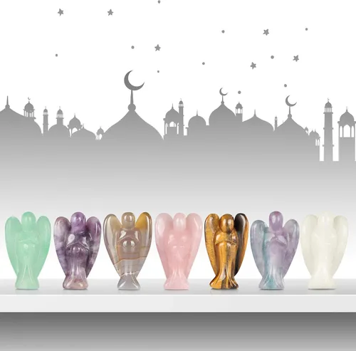 Miniatura 6 de Artistone Estatuas y figuras de ángel de cristal de amatista, bolsillo de gemas talladas, piedra curativa de ángel de la guarda, regalos