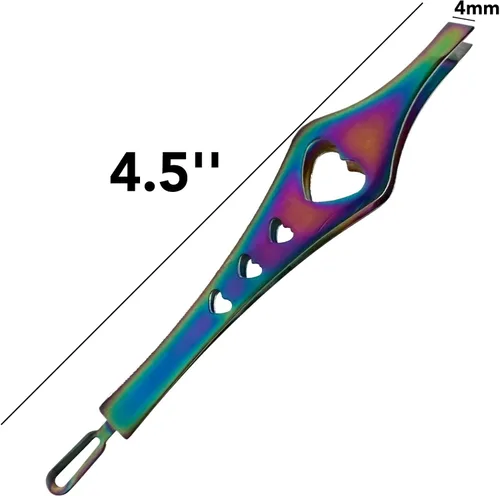 Miniatura 2 de Pinzas de doble punta 2 en 1 de arco iris, pinzas de precisión inclinadas afiladas para cejas y depilación encarnada, herramienta para el cuidado