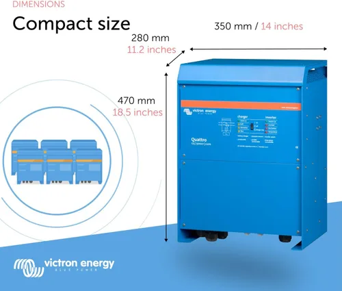 Miniatura 3 de Victron Energy Quattro - Inversor de onda sinusoidal pura de 5000 VA de 12 voltios y cargador de batería de 220 amperios