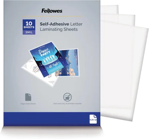 Fellowes hojas autoadhesivas tamaño Carta, Transparente Paquete de 10