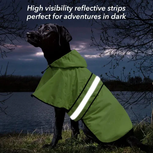 Miniatura 4 de Impermeable reflectante para perros – Impermeable ajustable para perros, impermeable ligero con capucha para perro, poncho chubasquero, chaqueta
