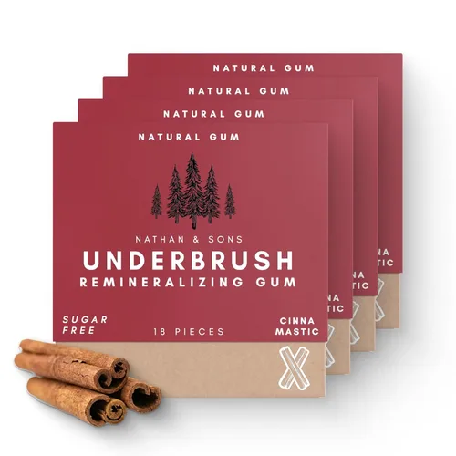 Miniatura 12 de UnderBrush Mastic Mint – Goma de mascar remineralizante sin azúcar con xilitol e hidroxiapatita – Apoya el aliento fresco y la salud bucal – Base