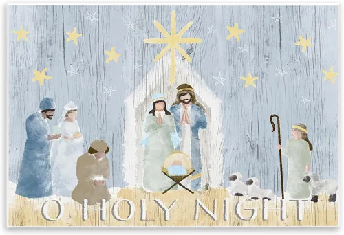 Stupell Industries 'Nativity Barn Stable Scene', placa artística de pared, 15 x 10 pulgadas, fácil de colgar y resistente, fabricada en Estados