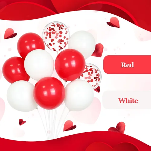 Miniatura 4 de 60 globos rojos y blancos de 12 pulgadas con globos de confeti blanco y rojo para boda, compromiso, Navidad, día de San Valentín, cumpleaños, Rojo
