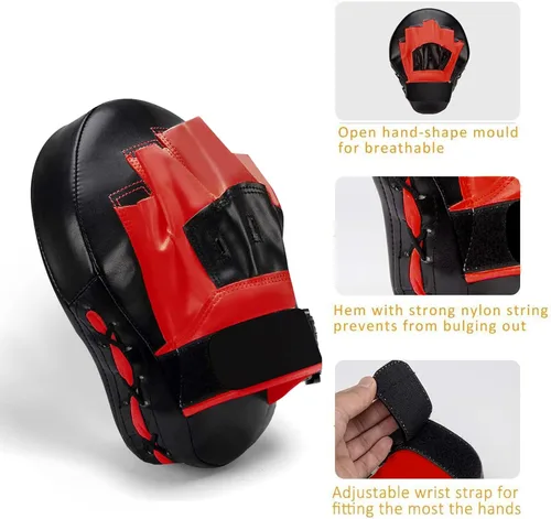 Miniatura 2 de Valleycomfy - Manoplas de boxeo curvadas de piel sintética para entrenamiento Rojo