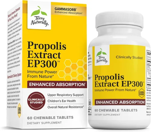 Terry Naturally Extracto de propóleos EP300 – Suplemento de apoyo para el sistema respiratorio superior y el sistema inmunológico – Sin OMG con