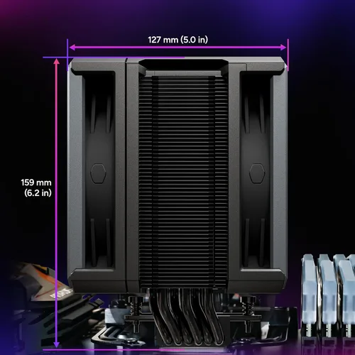Miniatura 11 de Cooler Master Hyper 612 APEX Enfriador de aire para CPU, ventilador dual Mobius 120 PWM, 6 tubos de calor de cobre compuesto superconductor, 159 mm