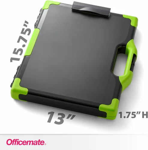 Miniatura 2 de Caja de almacenamiento tipo portapapeles para cargar todo, tamaño carta/oficio de Officemate OIC, Negro y verde