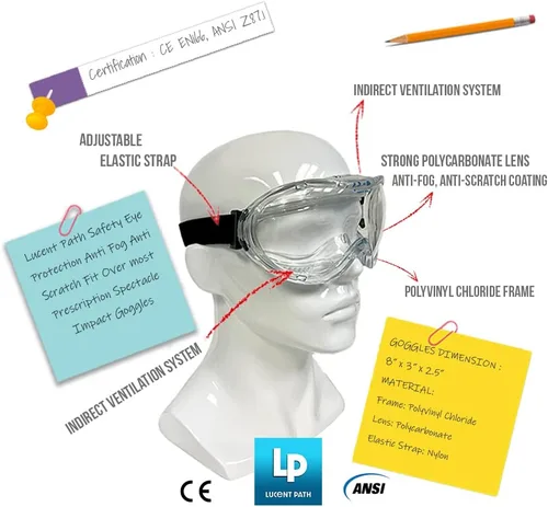 Miniatura 6 de Gafas de seguridad antivaho, antiarañazos, certificado CE ANSI, transparente, resistente a los impactos, protección ocular