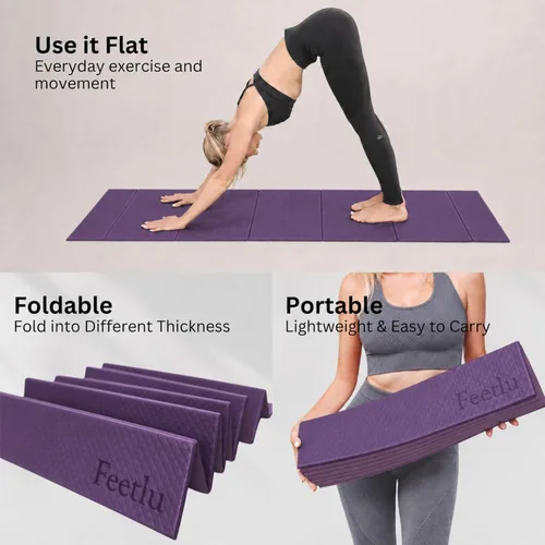 Miniatura 6 de Esterilla plegable para ejercicios de yoga, ligera, antideslizante y fácil de almacenar para yoga, pilates, entrenamientos en casa y ejercicios