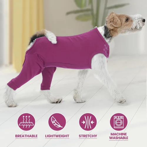Miniatura 6 de IDOMIK Traje de recuperación para perro, manga de pierna de perro para dejar de lamer las piernas traseras, manga protectora para heridas