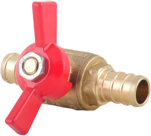 Miniatura 6 de LD- Válvula de bola de latón PEX de 1/2 pulgada, válvula de bola de cierre PEX de latón LF de 1/2 pulgada con mariposa roja y azul o mango en T