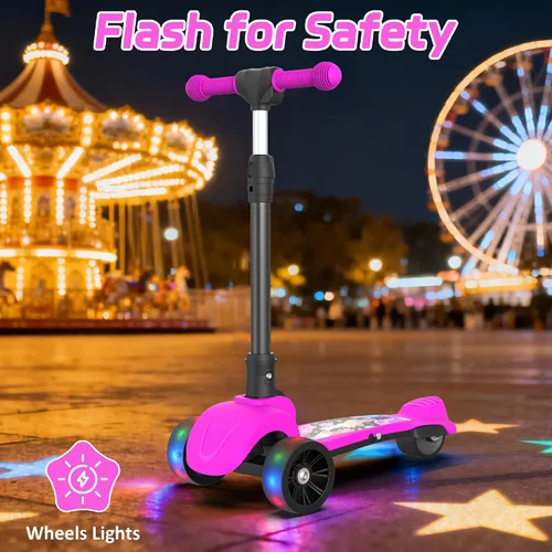Miniatura 2 de Electric Scooter, 80W Motor, 3 Levels Adjustable Handlebar, 5 Mph Safe Speed, Lighted Up Wheel, Lean-to-Steer Design, Foldable Kick Scooter Boys &