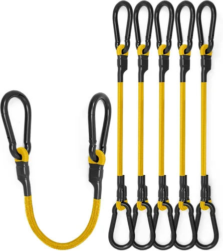 Miniatura 5 de Cuerdas elásticas ajustables de 18 pulgadas con ganchos, ajuste flexible de 6.5 a 18 pulgadas, correas elásticas negras con elasticidad superior