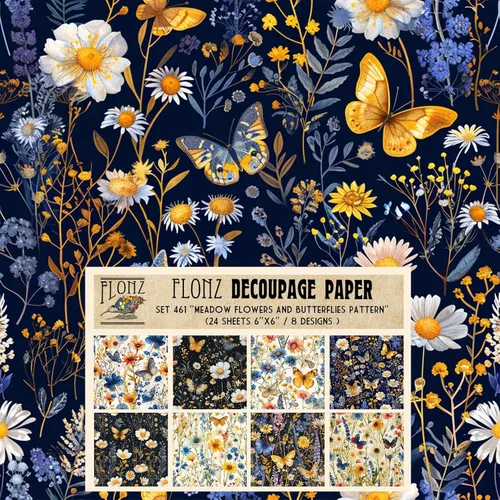 Miniatura 23 de Decoupage - Paquete de papel (24 hojas de 6 x 6 pulgadas), patrón de flores de neón FLONZ, papel de estilo vintage para decoupage, manualidades