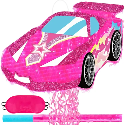 Miniatura 21 de WERNNSAI - Piñata de sirena plegable, piñata de cumpleaños con flecos que incluye cuerda para jalar, venda y bate. Decoraciones