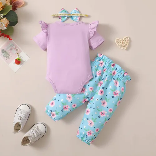 Miniatura 3 de Conjunto de ropa para bebé recién nacido, conjunto de pantalón floral, ropa de algodón para niñas