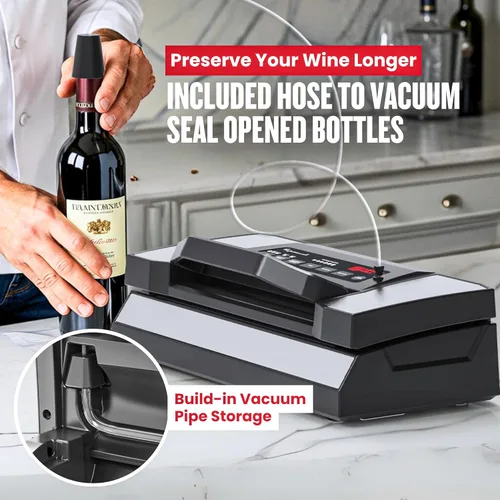 Miniatura 9 de Magic Mill Máquina selladora al vacío profesional profesional con nuevo mango de patente MVS-5181 para bolsas de alimentos, cuencos marinados