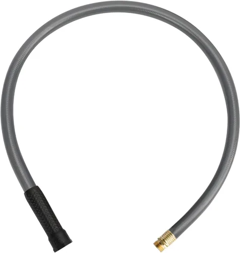 Worth Manguera de jardín corta gris con plomo de 5/8 pulgadas x 3 pies, sin torceduras, sin fugas, accesorios macho/hembra, tubo de agua resistente,