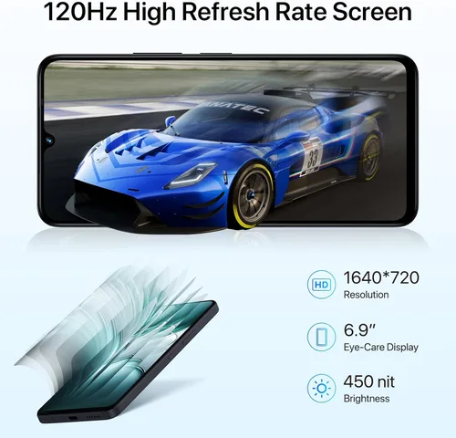 Miniatura 2 de UMIDIGI G100 Teléfono celular desbloqueado Android 14, pantalla HD+ de 6.9" a 120Hz, Octa-core 16GB +256GB ampliable a 1TB, GPS, teléfono