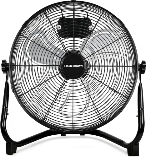 KEN BROWN - Ventilador de piso de alta velocidad de 14 pulgadas, 3 velocidades, 360 °, ajustable, inclinable, potente flujo de aire para el hogar,