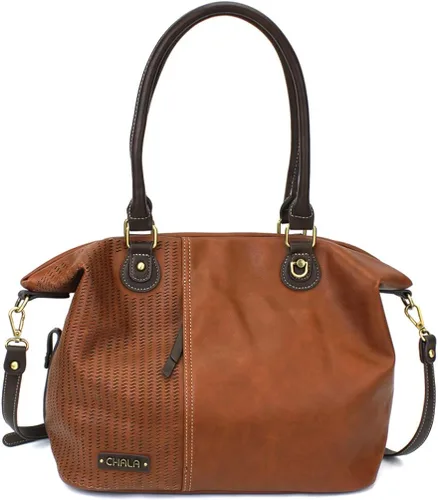 Miniatura 5 de CHALA Bolso bandolera cortado con láser, de piel sintética, color marrón