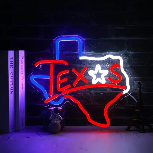 Miniatura 2 de Letrero de neón de Texas alimentado por USB para decoración de habitación, letrero de neón de Texas Longhorn, letrero de luz de neón Lone Star