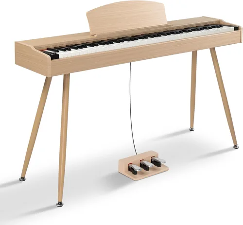 Ktaxon Piano Teclado de 88 Teclas con Acción Ponderada, Teclado Piano Electrónico, Piano Digital con Unidad de 3 Pedales, Atril de Música Extraíble,