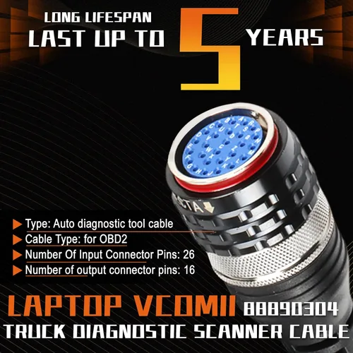 Miniatura 6 de PANGOLIN 88890302 Cable de escáner 9 pernos para Volvo 88890300 camión Diangostic Scanner Cable Truck Vehicle Spare Parts