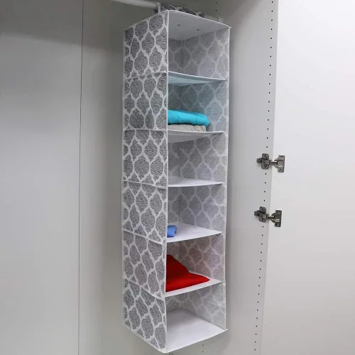 Miniatura 7 de Home Basics Almacenamiento de armario no tejido Arabesque (2, 6 estantes colgantes organizador de armario)
