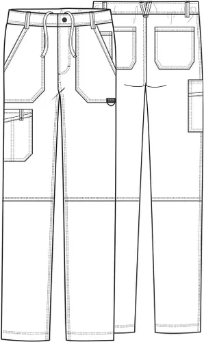 Miniatura 6 de Cherokee Mens Scrub Pants with Cargo Pockets, Two-Way Stretch Modern fit Button Closure with Inside Drawstring Pants - WW140