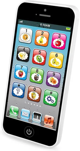 Juguete de aprendizaje para jugar teléfono celular con 8 funciones y luces deslumbrantes, juguete interactivo para bebés, niños y niñas Negro