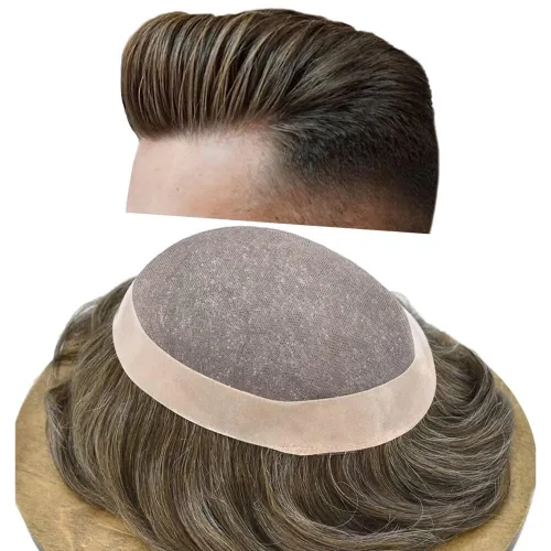 Miniatura 31 de Toupee - Sistema de reemplazo de cabello humano para hombre, encaje mono fino, duradero, línea capilar natural para hombre, pieza de cabello NPU