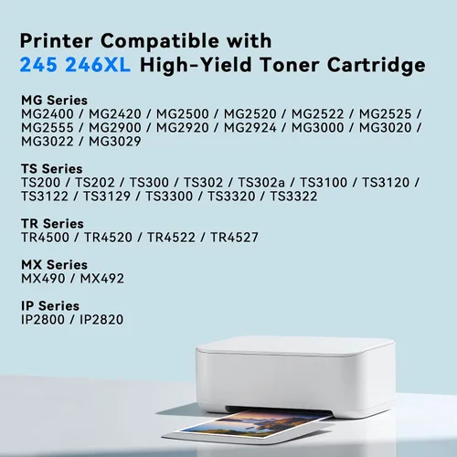 Miniatura 2 de Paquete combinado de cartuchos de tinta remanufacturados 245XL 246XL de repuesto para impresoras Canon PG-245XL CL-246XL compatible con impresoras