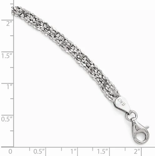 Miniatura 3 de 4mm Tres Strand Tobillera En plata de ley con textura, 910inch
