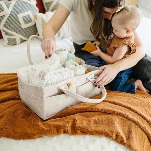 Miniatura 5 de PUTSKA Organizador de Caddy de Pañales para Bebé - Cesta de Almacenamiento de Guardería para Estación de Pañales, Lista de Regalos de Baby Shower