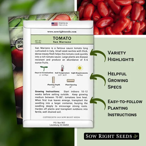 Miniatura 2 de Sow Right Seeds - Semillas de tomate San Marzano para plantar - Paquete de reliquia sin OMG con instrucciones para plantar un jardín de verduras