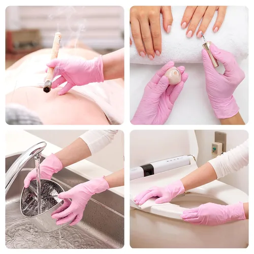 Miniatura 7 de SwiftGrip Guantes desechables de nitrilo – Guantes de examen médico, sin látex, rosa, sin polvo, caja de 50 unidades (grande)
