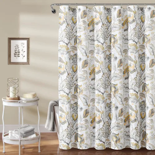 Miniatura 7 de Lush Decor Diseño de estampado floral de tela de cortina de ducha azul Cynthia Jacobean, 72 x 72