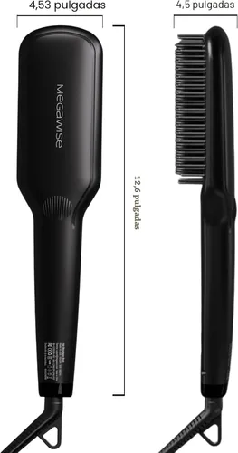 Miniatura 10 de MEGAWISE Cepillo alisador de pelo iónico Pro Ceramic para salón en casa, cepillo alisador con tecnología de calefacción de 20 segundos, apagado