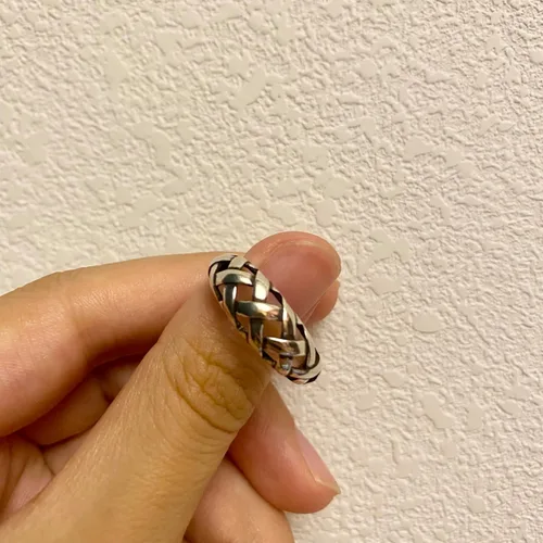 Miniatura 20 de Anillos de banda ancha de plata de ley 925 vintage hechos a mano para mujeres/hombres, anillo ajustable para el pulgar