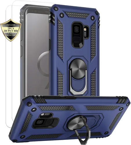 Miniatura 11 de Androgate Funda para Samsung Galaxy S9 con Protectores de Pantalla HD, Soporte Kickstand con Anillo de Metal de Grado Militar Probado Resistente a