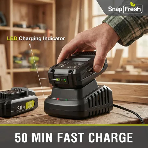 Miniatura 8 de SnapFresh Soplador de hojas inalámbrico - Soplador eléctrico de hojas de 20 V con batería de 2.0 Ah y cargador - Soplador de hojas ligero de 2