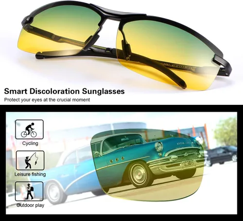 Miniatura 5 de Gafas de sol polarizadas fotocrómicas para hombre Al-Mg marco de metal gafas de conducción deportivas protección UV400 gafas antirreflejos Lente