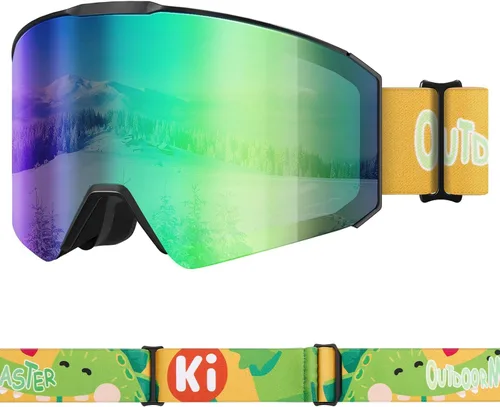 Miniatura 10 de OutdoorMaster Falcon - Gafas de esquí con lente intercambiable magnética, anti niebla, protección UV, OTG, gafas de snowboard para jóvenes