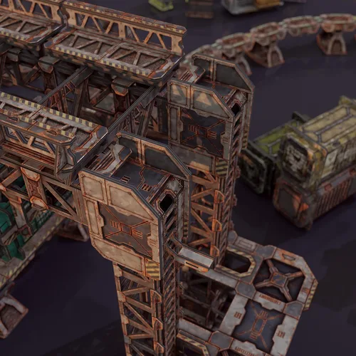 Miniatura 5 de Terreno de ciencia ficción TinkerTurf: MagLev Depot v2, tema abandonado, robusto, asequible y de gran aspecto a todo color, rápido y fácil