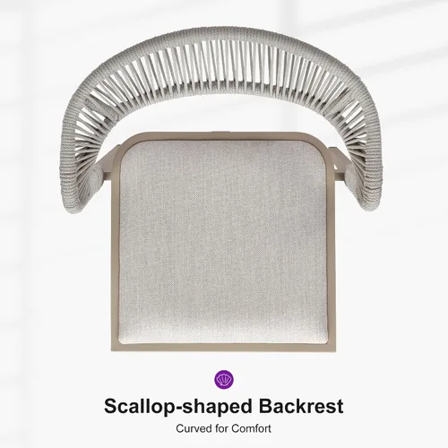 Miniatura 6 de PURPLE LEAF Silla de comedor al aire libre, 2 piezas, para todo tipo de clima, mimbre de mimbre, marco de aluminio, silla de comedor para patio